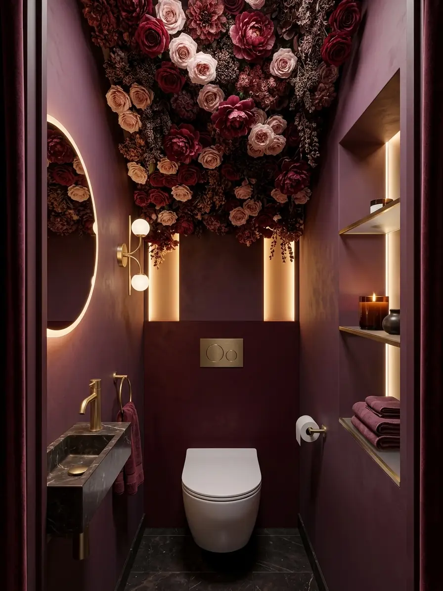 Projection 3D des toilettes aux roses