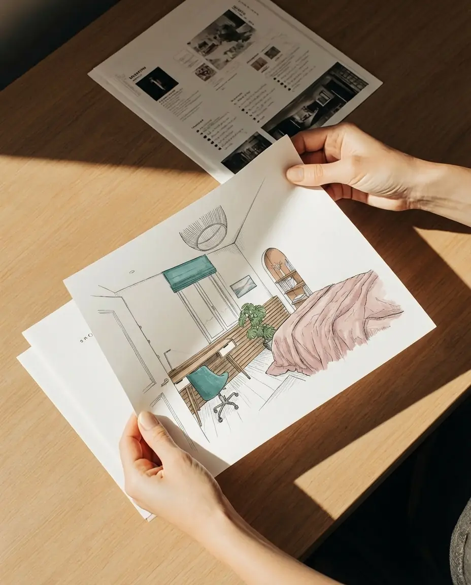 Croquis et planches présentés à la main